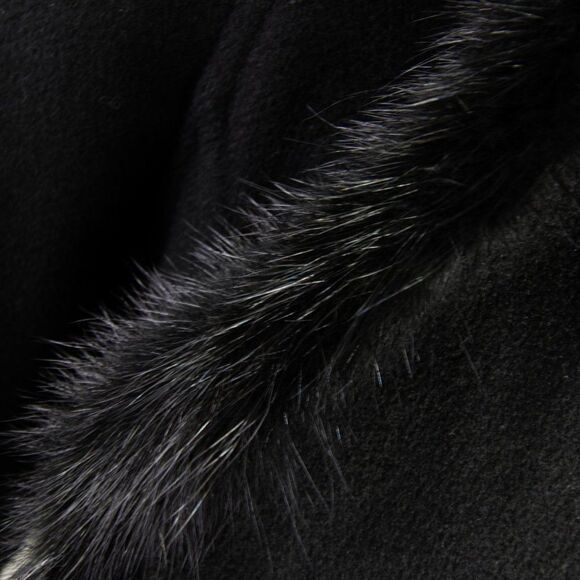 Vintage Gothic style Black Coat wool‎ blend with Mink  fur - Picture 14 of 16